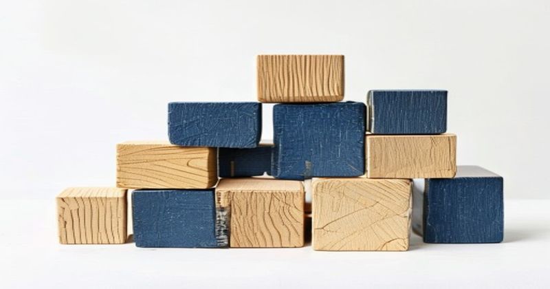 Abstract financial comparison concept with wooden blocks rep